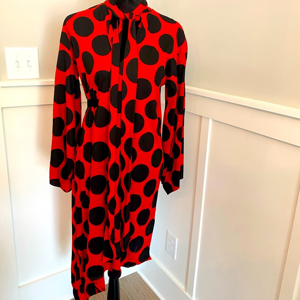 Zara red and black polka dot dress size Small.